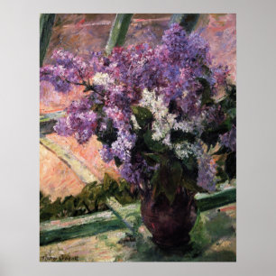 Lilacs in einem Fenster Poster