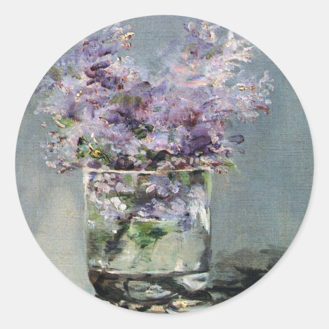 Lilacs in einem Glas von Edouard Manet Runder Aufkleber (Vorderseite)