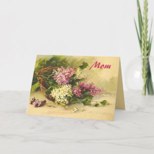 Lilacs in einem Muttertag im Korb Karte