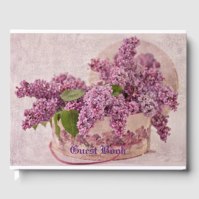 Lilacs in einem Viktorianischen Hutkasten Gästebuch (Vorderseite)