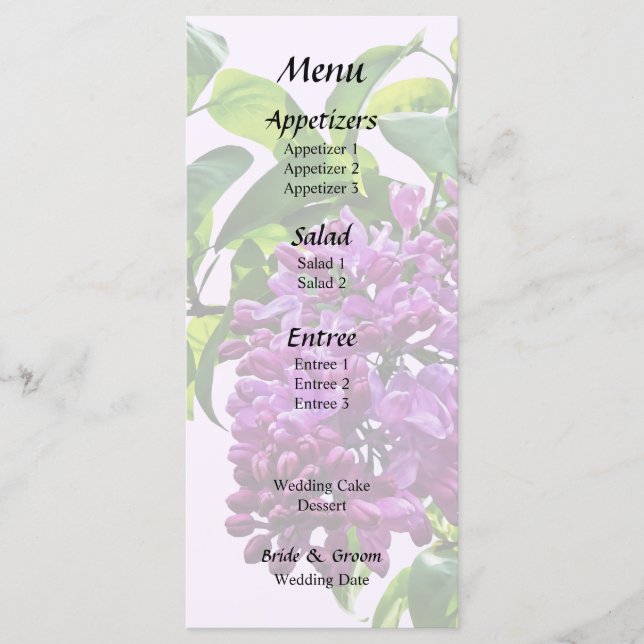 Lilacs Just Opening Menükarte (Vorderseite)