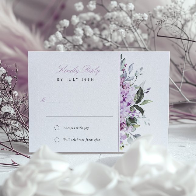 Lilacs Lavender Bliss Wedding Carte RSVP (Créateur téléchargé)
