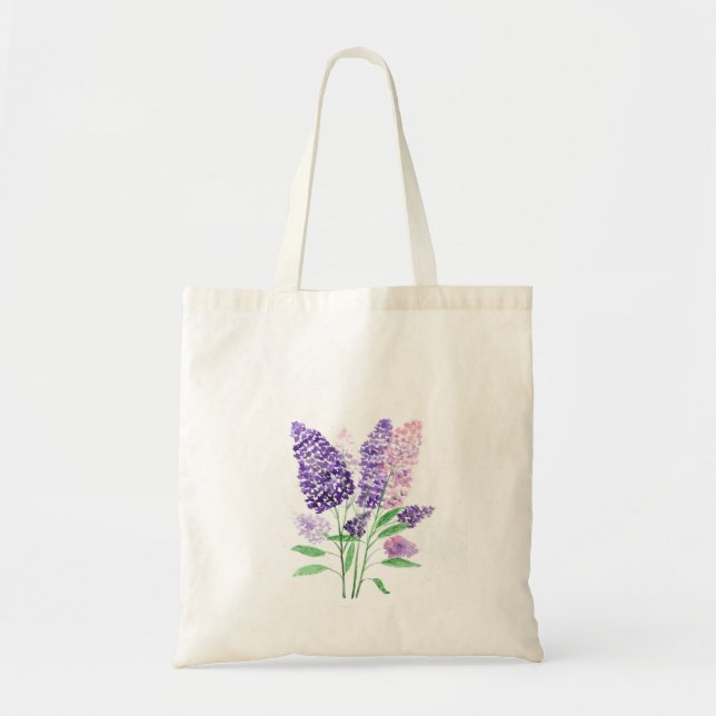 Lilacs lila Blumen Aquarell Naturchic Tragetasche (Vorne)