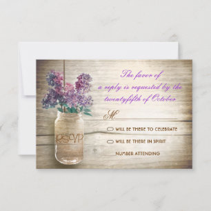 Lilacs mason jar vintage Hochzeit rsvps RSVP Karte