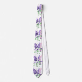 Lilacs Purple Flowers Wasserfarbenes Naturmuster Krawatte