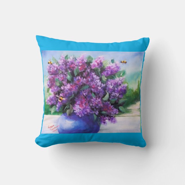 Lilacs und Bienen-Kissen Kissen (Vorderseite)