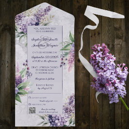 Lilacs und Heather on Lavender mit QR-Code All In One Einladung