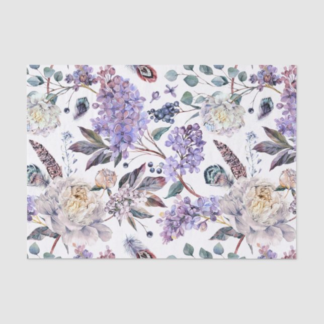 Lilacs und Peonies Floral Seidenpapier (Vorderseite)