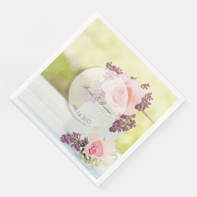 Lilacs und Rose Vintage Wedding Serviette (Ecke)