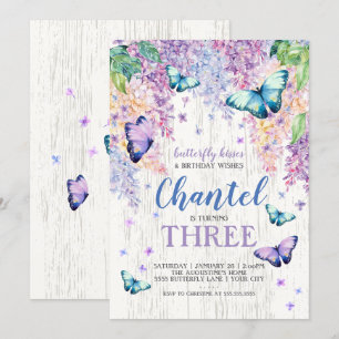 Lilacs und Schmetterling  Einladung zum Geburtstag