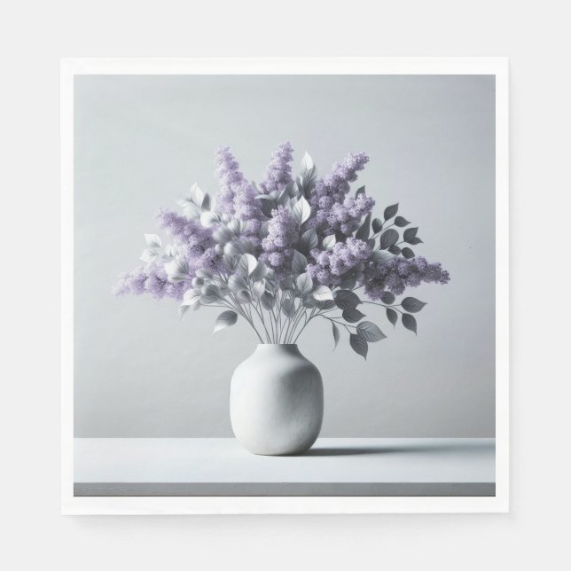Lilacs und Silver Leaf Bouquet Serviette (Vorderseite)