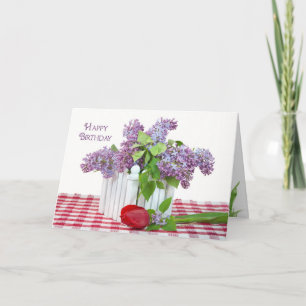 Lilacs und Tulpengeburt Karte