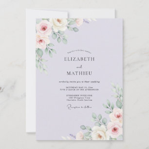 Lilafarben ruhige romantische Hochzeit Einladung
