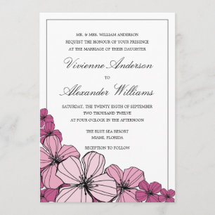 LILAFARBENE BLUMEN HOCHZEITSEINLADUNG EINLADUNG