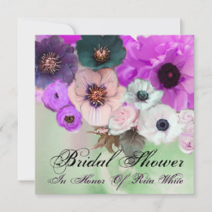 LILAFARBENE ROSEN UND ANEMONENBLUMEN BRIDAL SHOWER EINLADUNG