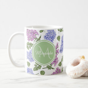 Lilafarbener Flieder Monogramm Kaffeetasse