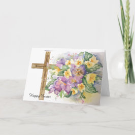Lilak Aquarell Stiefmütterchen mit Kreuz für Oster Karte
