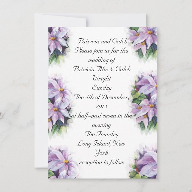 Lilak clematis Faire-part de mariage (Devant)