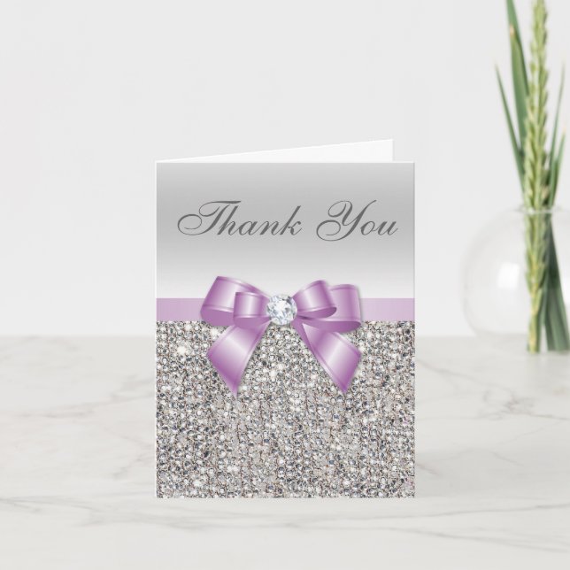 Lilas Faux Bow Sequins Argent Merci (Devant)