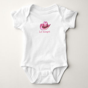 Lil'Cowgirl Pink Cowgirl Hat Baby Bodysuit Baby Strampler