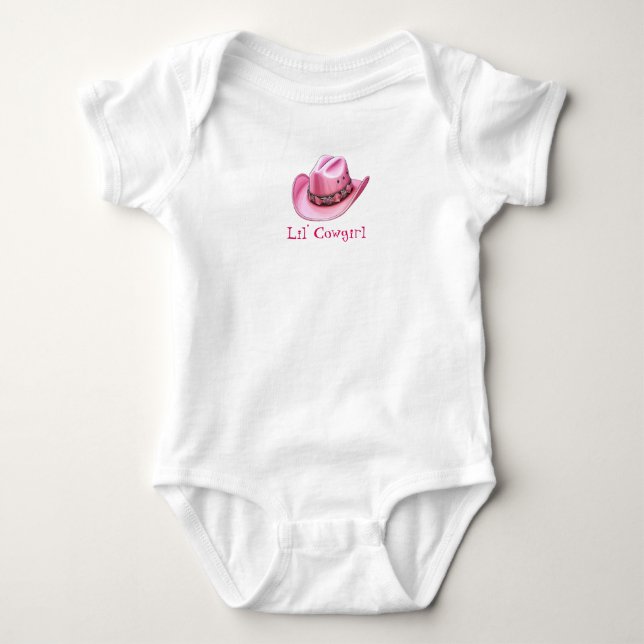 Lil'Cowgirl Pink Cowgirl Hat Baby Bodysuit Baby Strampler (Vorderseite)