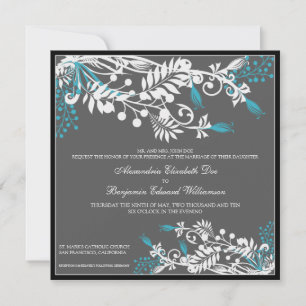 L'île Floral (aqua) Élégante invitation au mariage