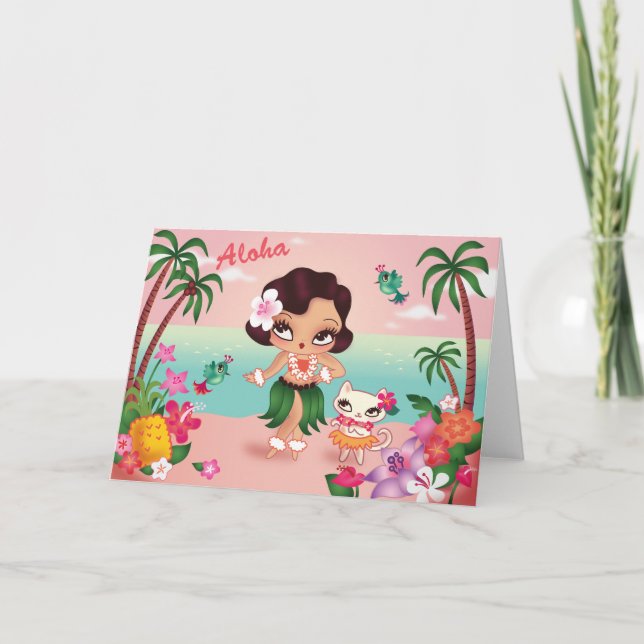 L'île paradisiaque de Hula Lulu - carte de voeux (Devant)