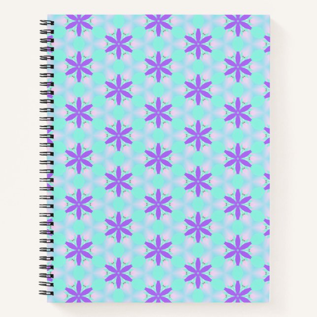 Lilette Blumen mit Aquamarine und rosa Petalen Notizbuch (Vorderseite)