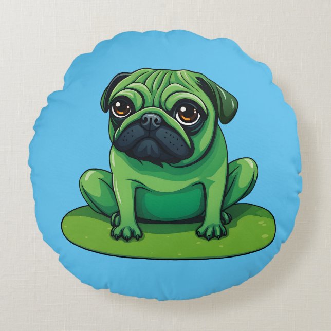 Lili Mops Rundes Kissen (Vorderseite)