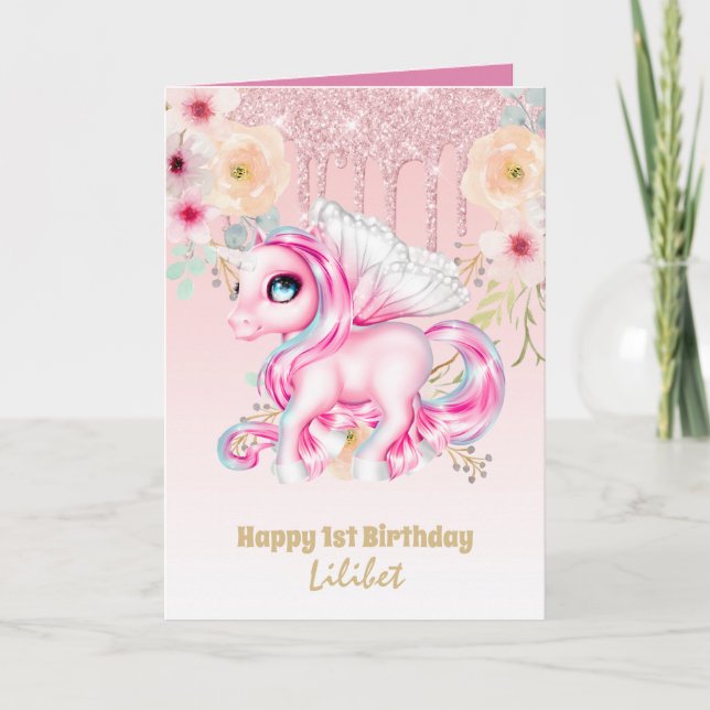 Lilibet 1er Anniversaire Cartes - Princesse Unicor (Devant)