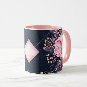 Lilibet Monogram Navy Roségold Rosa Prinzessin Ges Tasse