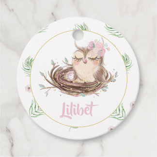 Lilibet Owl Baby Girl Shower Geschenkanhänger