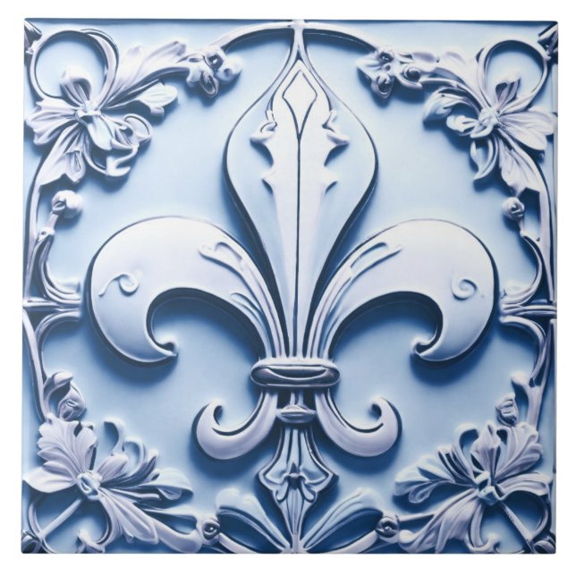 Lilie Antique Light Blue Imitats Relief Fliese (Vorderseite)