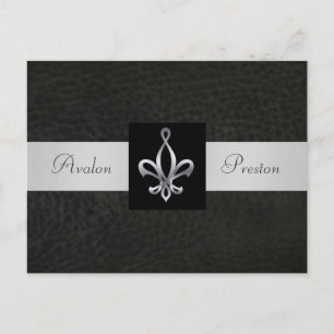 Lilie Black Leather Save the Date Postcard Ankündigungspostkarte