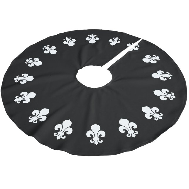Lilie Black Polyester Weihnachtsbaumdecke (Schrägansicht)