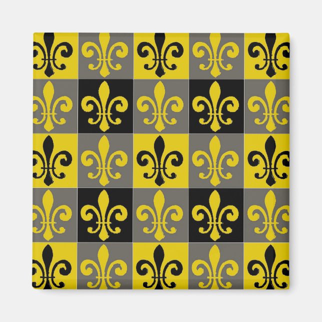 Lilie Black und Gold Tiles Magnet (Vorne)