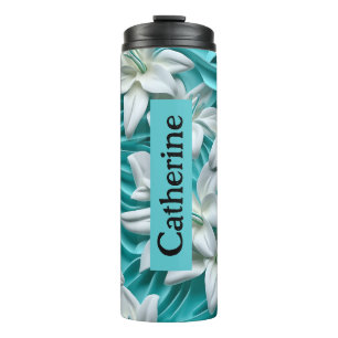 Lilie Blume 3D nahtlose Muster Thermal Tumbler Thermosbecher