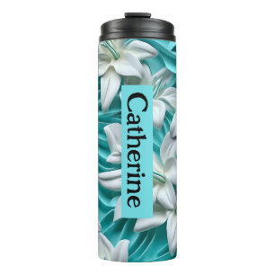Lilie Blume 3D nahtlose Muster Thermal Tumbler Thermosbecher