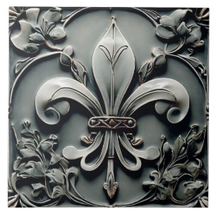 Lilie Charcoal Gray Dark Gray Imitats Relief Fliese
