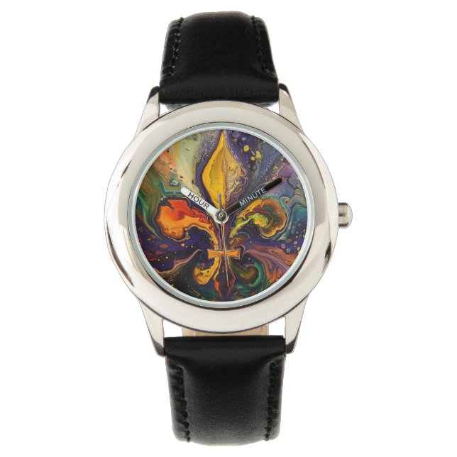 Lilie Colorful Mardi Gras Armbanduhr (Vorderseite)