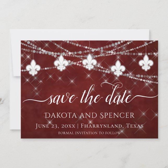 Lilie Dark Red Lights | Elegante Hochzeit Save The Date (Vorderseite)