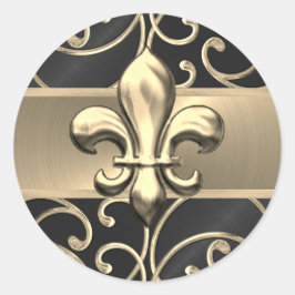 Lilie der Black and Gold Filigree Wirbel Runder Aufkleber