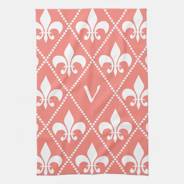 Lilie der Korallen mit Monogramm Handtuch (Vertikal)