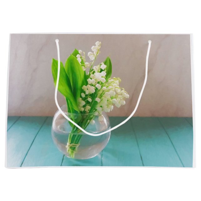 Lilie des Tales in Vase Herzklebstoff Geschenkboxe Große Geschenktüte (Vorderseite)