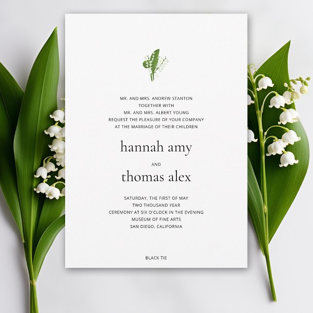 Lilie des Tals formale nicht-traditionelle Hochzei Einladung (lily of the valley wedding invitation formal non traditional modern contemporary art unique original)