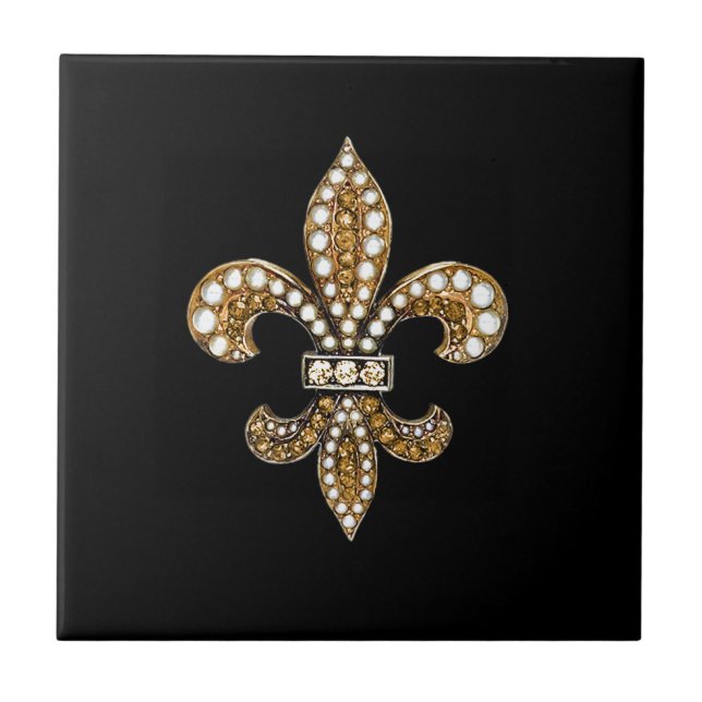 Lilie Flor New Orleans fertigen Gold besonders an Fliese (Vorderseite)