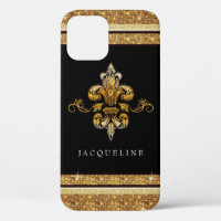 Lilie Gold Glitzer Black Elegantes Französisch
