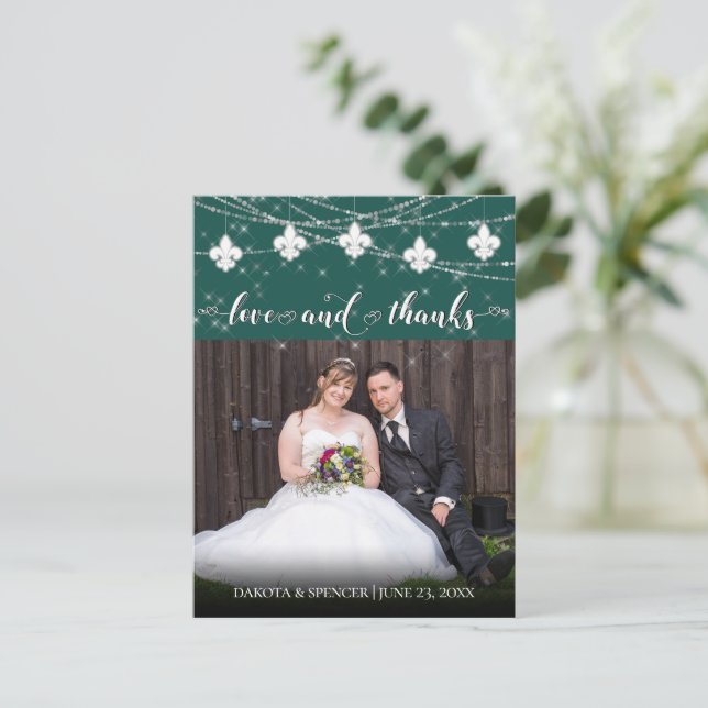 Lilie Green Lights | Foto Liebe und Dank Postkarte (Stehend Vorderseite)