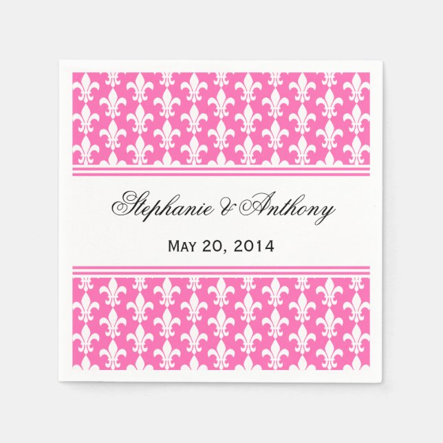 Lilie Hochzeit in Weiß und Heiß Rosa Serviette (Vorderseite)