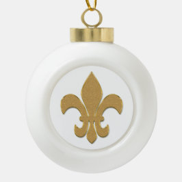 Lilie in Gold Keramik Kugel-Ornament
